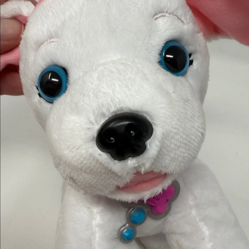 Disney Princess Plush White Dog Toy with Pink Bow 7” x 7 “